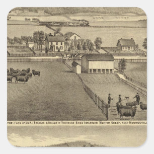 Pegatina Cuadrada Granja de SA Cockayne cerca de Moundsville