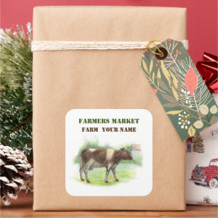 Pegatina Cuadrada Granja de vacas