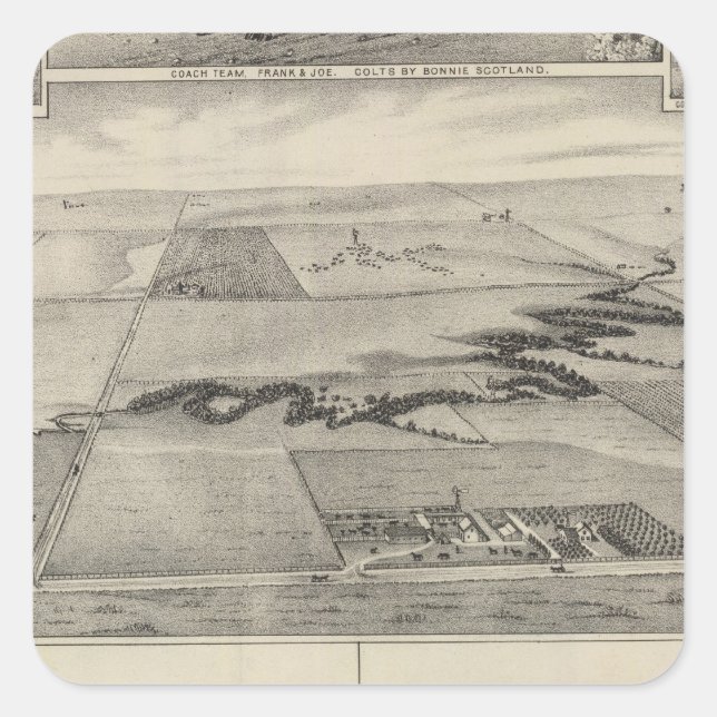 Pegatina Cuadrada Granja de valores del Valle de Ash, Larned, Kansas (Anverso)