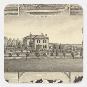 Pegatina Cuadrada Granja del césped de la pradera, Nebraska