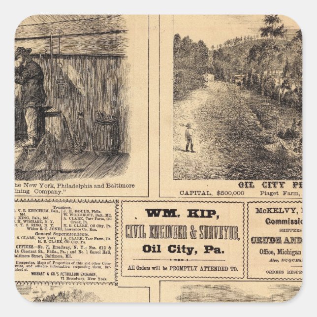 Pegatina Cuadrada Granjas de petróleo (Anverso)