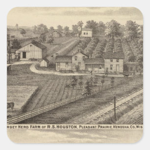 Pegatina Cuadrada Granjas lecheras del blanco de RS Houston y del WC