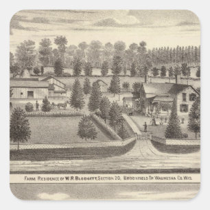 Pegatina Cuadrada Granjas y residencias de WR Blodgett y