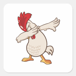 Pegatina Cuadrada Granjero de pollo Dabbing Dab Dance
