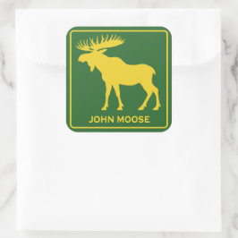 Pegatina Cuadrada Granjero divertido parodia de John Moose