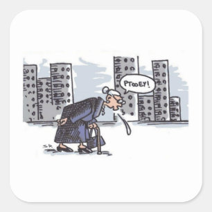 Pegatina Cuadrada Granny Spitting! ciudad con pegatinas de gran tama