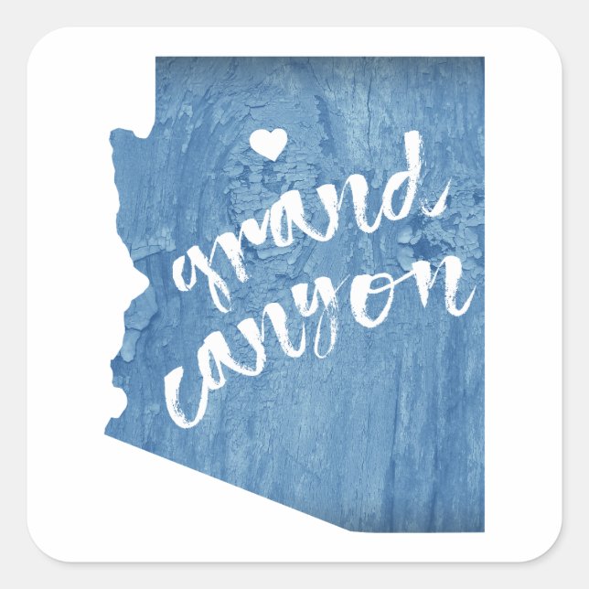 Pegatina Cuadrada Grano de madera del Gran Cañón de Arizona (Anverso)