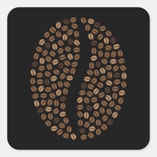 Pegatina Cuadrada Granos de café (Anverso)