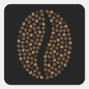 Pegatina Cuadrada Granos de café