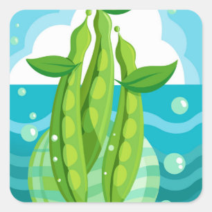 Pegatina Cuadrada Granos verdes orgánicos