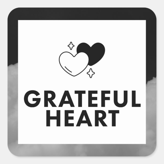Pegatina Cuadrada Grateful Heart. Sticker. (Anverso)