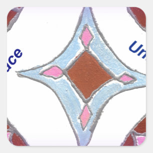 Pegatina Cuadrada "Gratitude Peace Love Unite" Mandala Art Print