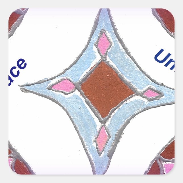 Pegatina Cuadrada "Gratitude Peace Love Unite" Mandala Art Print (Anverso)