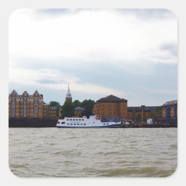 Pegatina Cuadrada Gravesend en Kent. (Anverso)