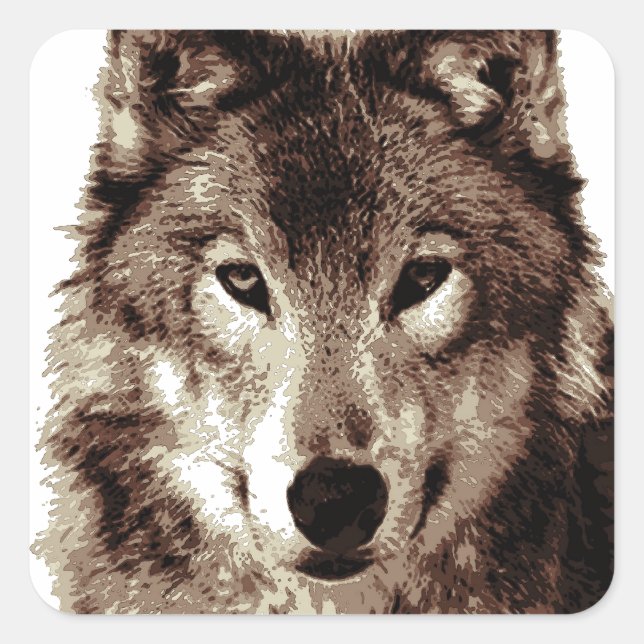 Pegatina Cuadrada Gray Wolf (Anverso)