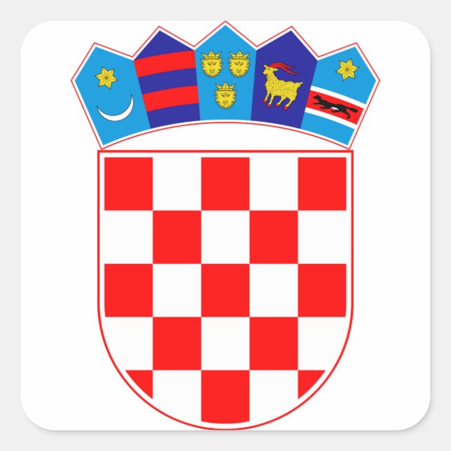 Pegatina Cuadrada Grb Hrvatske, escudo de armas croata (Anverso)