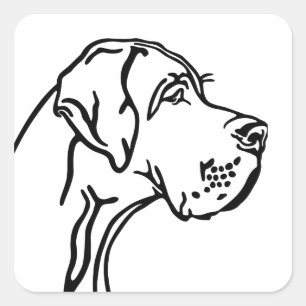 Pegatina Cuadrada Great Dane drawing