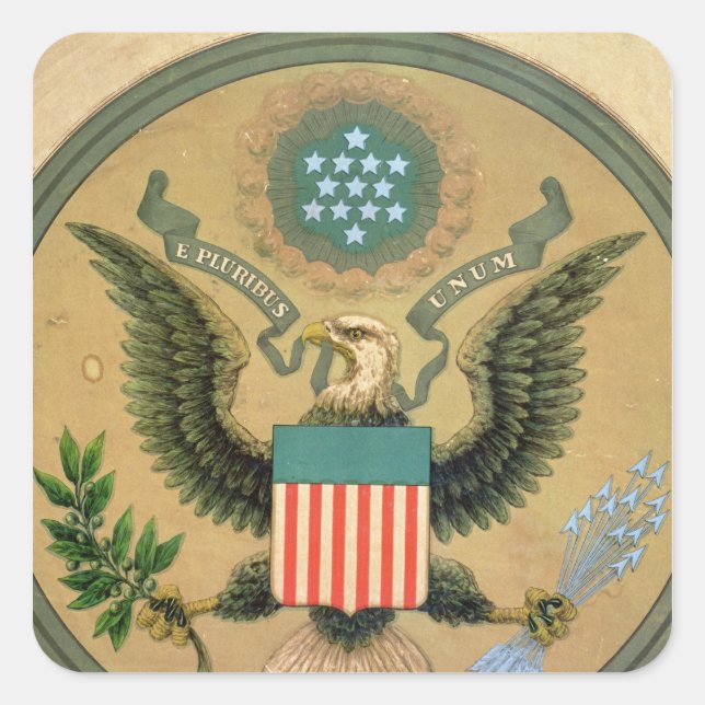 Pegatina Cuadrada Great Seal of the United States, c.1850 (Anverso)