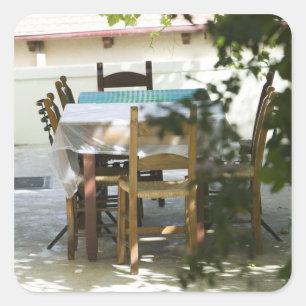 Pegatina Cuadrada GRECIA, CRETA, Provincia de Hania, Vamos: Mesa de 