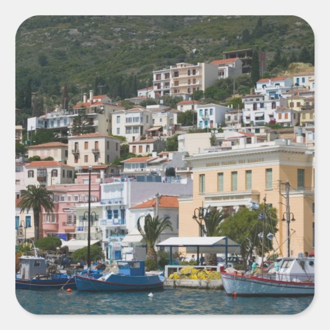 Pegatina Cuadrada GRECIA, Islas del Egeo Nororiental, SAMOS, (Anverso)