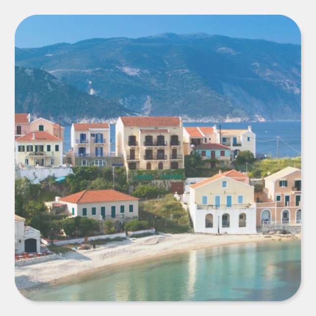 Pegatina Cuadrada GRECIA, Islas Jónicas, KEFALONIA, Assos: 2 (Anverso)