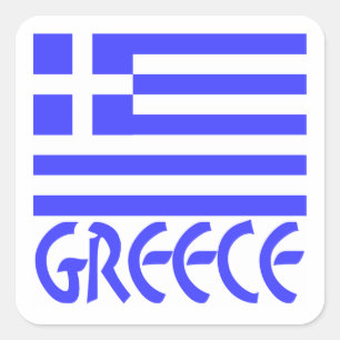 Pegatina Cuadrada Grecia y bandera griega