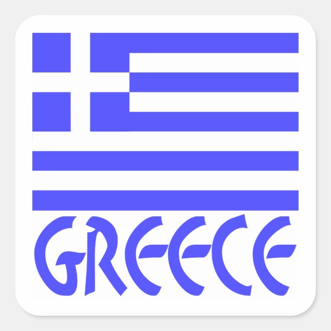Pegatina Cuadrada Grecia y la bandera griega (Anverso)