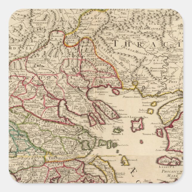 Pegatina Cuadrada Grecia y Macedonia (Anverso)