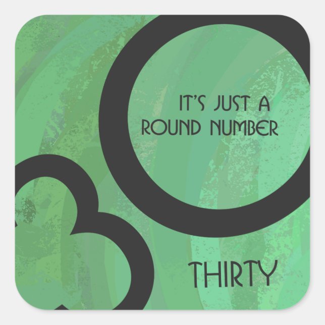 Pegatina Cuadrada Green 30 Decade Birthday (Anverso)