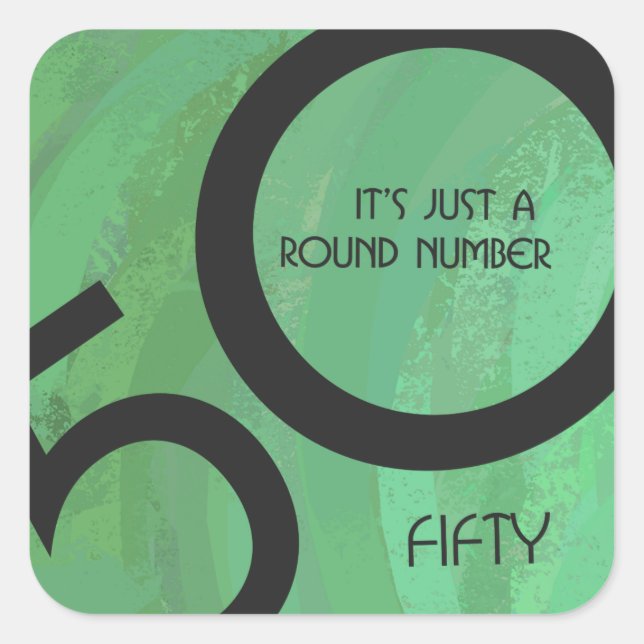 Pegatina Cuadrada Green 50 Decade Birthday (Anverso)