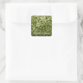 Pegatina Cuadrada Green Annabelle Hydrangea Boda Floral