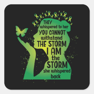 Pegatina Cuadrada Green Awareness Butterfly Mental Health