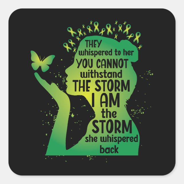 Pegatina Cuadrada Green Awareness Butterfly Mental Health (Anverso)