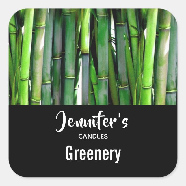 Pegatina Cuadrada Green Bamboo Stalks Nature Photo - Candle Business (Anverso)