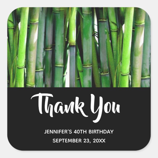 Pegatina Cuadrada Green Bamboo Stalks Nature Photography Birthday (Anverso)