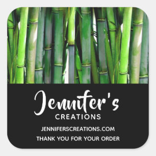 Pegatina Cuadrada Green Bamboo Stalks Nature Photography Business
