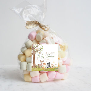 Pegatina Cuadrada Green Brown Boy Woodland Animals Favorito