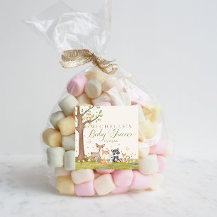 Pegatina Cuadrada Green Brown Boy Woodland Animals Favorito