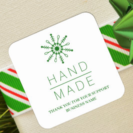 Pegatina Cuadrada Green Christmas Modern Snowflake for Business