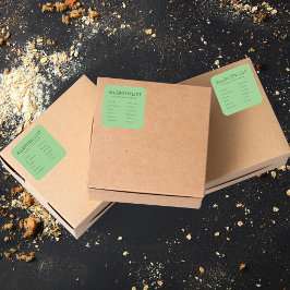 Pegatina Cuadrada Green Food Safety Allergy Ingredient Bakery Square