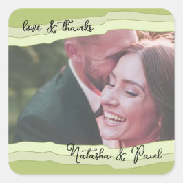 Pegatina Cuadrada Green Gradient Mountain Modern Boda Gift