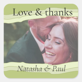 Pegatina Cuadrada Green Gradient Mountain Modern Boda Gift