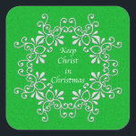 Pegatina Cuadrada Green Keep Christ in Christmas Sticker<br><div class="desc">Pegatina verde "Ten a Cristo en los Navidades".</div>