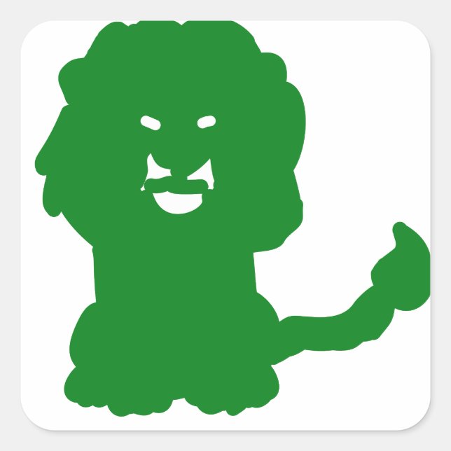 Pegatina Cuadrada Green Lion Silhouette (Anverso)