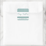 Pegatina Cuadrada Green Plaid Merry Christmas<br><div class="desc">Feliz pegatina navideño en caligrafía moderna con fondo de manteca verde. Personaliza con tu apellido. Artículos coincidentes en nuestra tienda.</div>