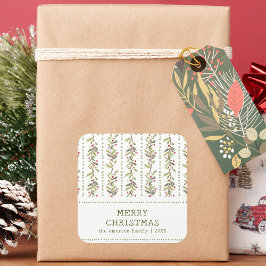 Pegatina Cuadrada Green Rustic Botanical Christmas Stickers