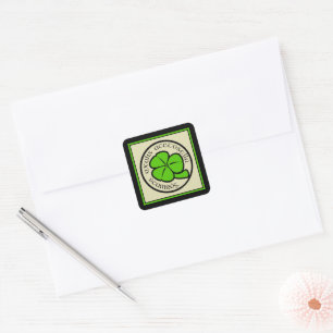 Pegatina Cuadrada Green Shamrock Saint Patrick's Day Floral Art