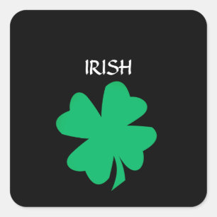 Pegatina Cuadrada Green St Patrick's Day Irish Shamrock Leaf 2023