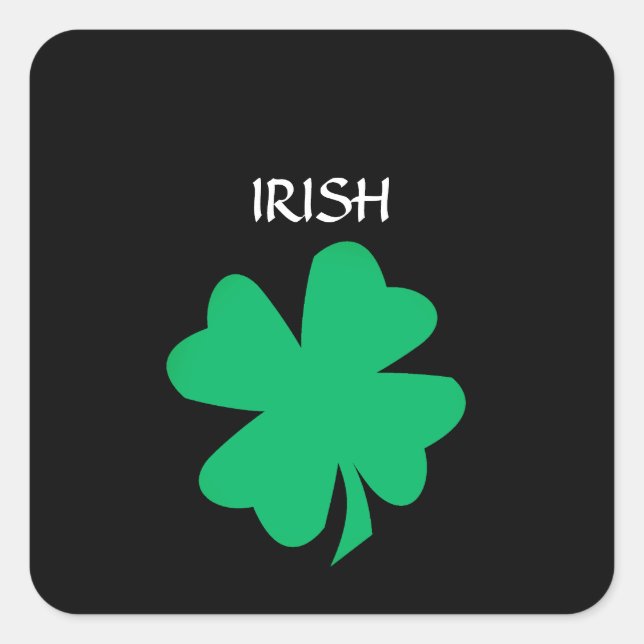 Pegatina Cuadrada Green St Patrick's Day Irish Shamrock Leaf 2023 (Anverso)