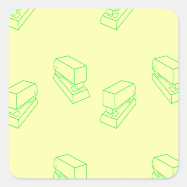 Pegatina Cuadrada Green stapler on yellow (Anverso)